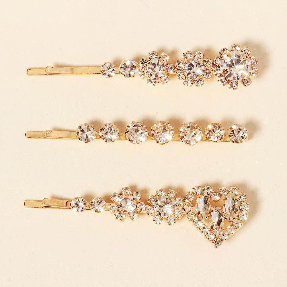 Hot fashion sweet diamond hair clip one word clip metal hair clip 656932865216 - COCOMELODY